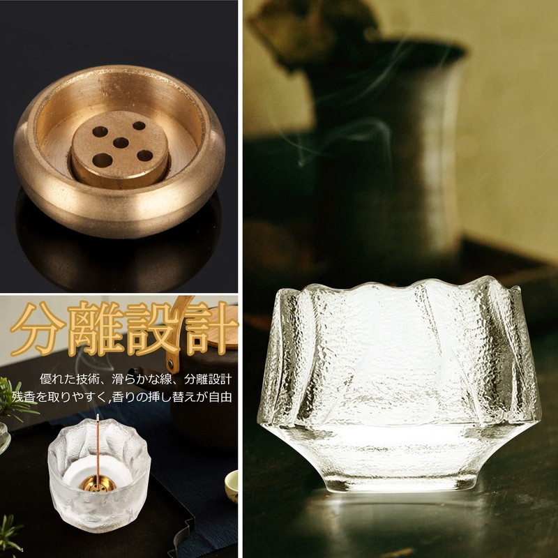 HttDog Incense Holder, Glass, Stylish, 2 in 1 Incense Plate,