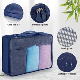 12 Pcs Large Packing Cubes Luggage Organizers for Suitcase Mesh Travel Organizer Bags Travel Packing Organizers for Traveling Camping Hiking (Dark Gray, Black, Navy Blue, 15.8 x 11.8 x 4.3 Inch)