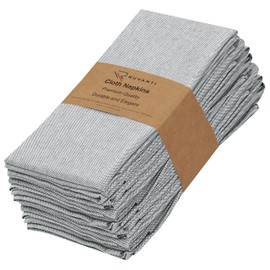 Ruvanti Cloth Napkins Set of 12, 18x18 Reusable Napkins Cloth Washable, Soft & Durable Table Napkins, Polycotton Chambray Dinner Napkins for Parties, Christmas, Thanksgiving, Weddings - Steel
