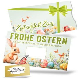 PeakPeek Vouchers Easter Card, Double-Sided Voucher to Fill Yourself - Scratch Cards Make Yourself Small Gifts Easter - with Scratch Sticker Envelope Set - Merry Easter Time Instead of Stuff