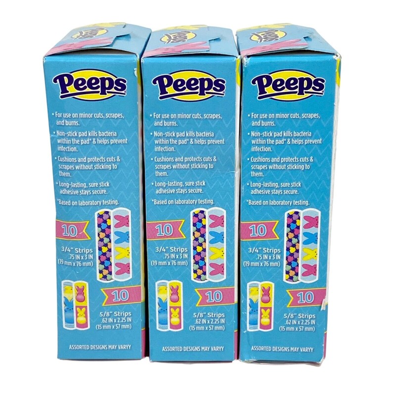 Peeps Antibacterial Bandages Assorted Sizes 3-Pack 60 Total Bandages