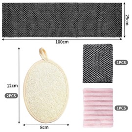 2 Pieces Rectangular Bath Towels And 2 Pieces Bath Wipes, Body Cleaning Tools, Bath Accessories, Back Scrubber.