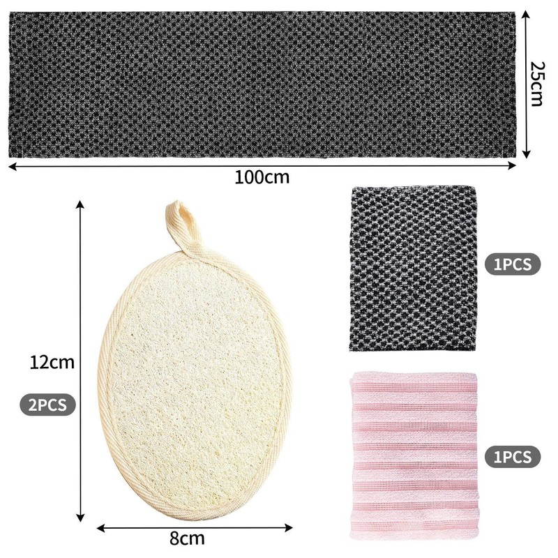 2 Pieces Rectangular Bath Towels And 2 Pieces Bath Wipes,