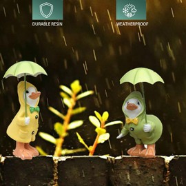 Petyoung Garden Couple Duck with Umbrella, Outdoor Garden Ornaments Novelty Sitting Standing Patio Decorations Duck Umbrella Figurines Statues Sculpture (Duck Couple)