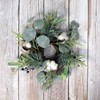 CVHOMEDECO. Rustic Country Artificial Christmas Wreath, Snowy Pine Branch Eucalyptus