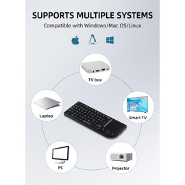 125 Mini Keyboard with Touchpad, 69 Keys USB Keyboard, Portable, Wireless Bluetooth, 3-in-1 Multifunction-100-RF for PC/Tablets/TV//Smartphones