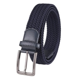 Loveliome Cinturón elástico para hombre, cinturón de golf trenzado ajustable para jeans casuales, Dark Blue, 45" Long for Waist 36"-39"