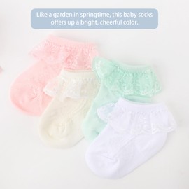 DRESHOW Infant Lace Bow Socks baby Frilly Lace Socks Newborn Toddlers Girls Socks Ankle Dress Sock