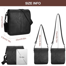 Leathario Men's Crossbody Bag, Vegan Leather, Shoulder Purse Side Sling Satchel, Small Messenger for Travel Work Daily