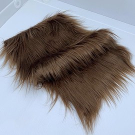 Long Pile Shaggy Faux Fur Squares Fabric Fuzzy Material Cuts Patches Craft DIY Supply Costume Decoration, 10 x 20 Inch, Brown
