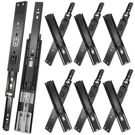 14 inch Drawer Slides 6 Pairs (12pcs) Soft Self Close 3 fold Full Extension Ball Bearing Drawer Slides Side Mount Drawer Slides 100 LB Capacity Drawer Slide 14" Black