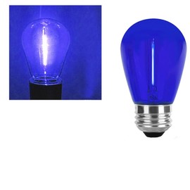 15 Pack S14 LED Bulb Blue 1W S14 Filament Bulb Shatterproof Blue Colored Plastic Outdoor Indoor Filament Replacement Bulbs E26 Base Decorative LED String Light Bulbs for Wedding Party Home(Blue)