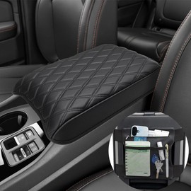 Center Console Cover for 2023-2025 Honda Pilot, 2024 2025 Ridgeline, 2024-2026 Passport Accessories Middle Armrest Cushion Console Protector Vinyl Leather with Storage Bag, Black