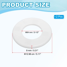 PATIKIL Wall Split Flange 2.52" (64mm),2 Pcs ABS Round Self-Adhesive Escutcheon Plate Buckles Water Pipe Cover for Kitchen Bathroom Arm Pipe Faucet Decoration, White