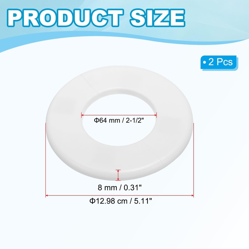 PATIKIL Wall Split Flange 2.52" (64mm),2 Pcs ABS Round Self-Adhesive