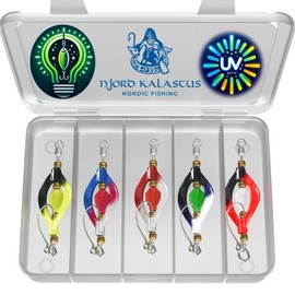 Njord Kalastus Double Spoon Trout UV-Active and Self-Luminous (4 g) 5 cm Twister Spinner Trout Spoon Set of 5 in Box Trout Bait Set for Trout Fishing Trout Bait