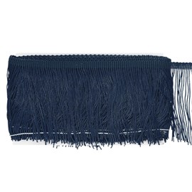 M METERXITY Chainette Fringe Trim, 5 Yards of 4" Polyester Braid Tassel Trim for DIY Crafts/Latin Dress/Lamp Shade Decoration/Wedding Dress/Sewing/Clothing Fringe Thread Yarn [Navy Blue]