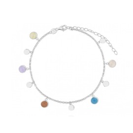 Turmalina by martina Tourmaline 925 Sterling Silver Bracelet with Coloured Discs of Length 22cm Length 4cm Extender Sterling Silver, Sterling Silver
