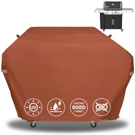 63 Inch Grill Cover for Weber Genesis 300 Series and New 2022 Genesis 300 Grills, Heavy Duty Waterproof Fade Resistant Outdoor BBQ Grill Cover with Elastic Drawstrings, Compared to Weber 7757, Brown