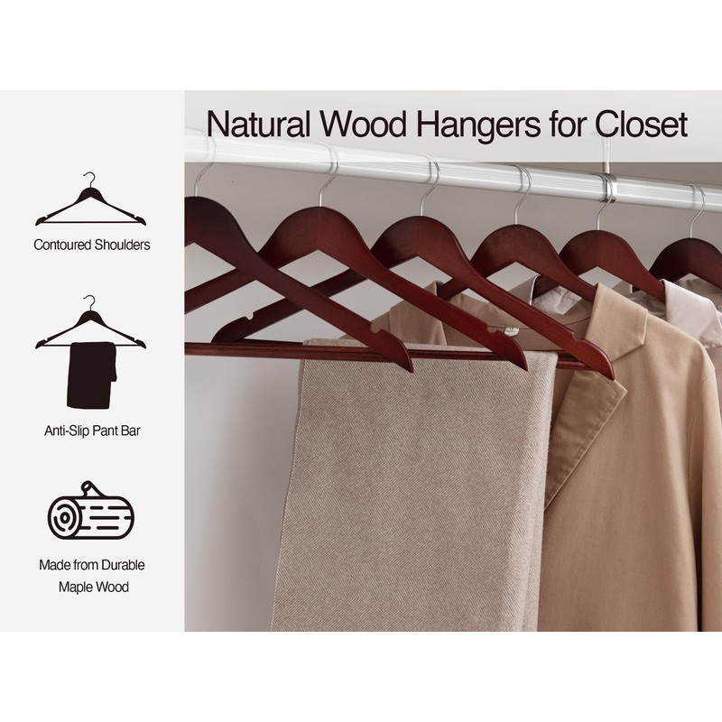 StorageWorks Wooden Hangers 20 Pack, Wood Coat Hanger for Coats,