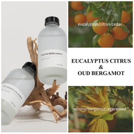 Aeeteek Eucalyptus Citrus & Oud Bergamot Reed Diffuser Set of 2, 14.8 oz(220mlx2) Scented Oils with Willow Branches Diffuser Sticks, Long Lasting Essential Oil, Air Freshener for Home, Office