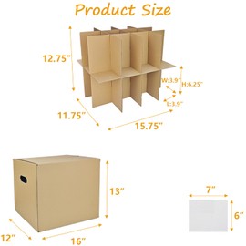 ELSINPAPOX 9 Sets Moving Boxes with Two-Layer Divider Kits,16 x 12 x 13 Inch Glassware Dish Packing Box Kitchen Moving Box Corrugate Dividers with 216 Pcs Foam Pouches,2 Pcs tape rolls with dispenser
