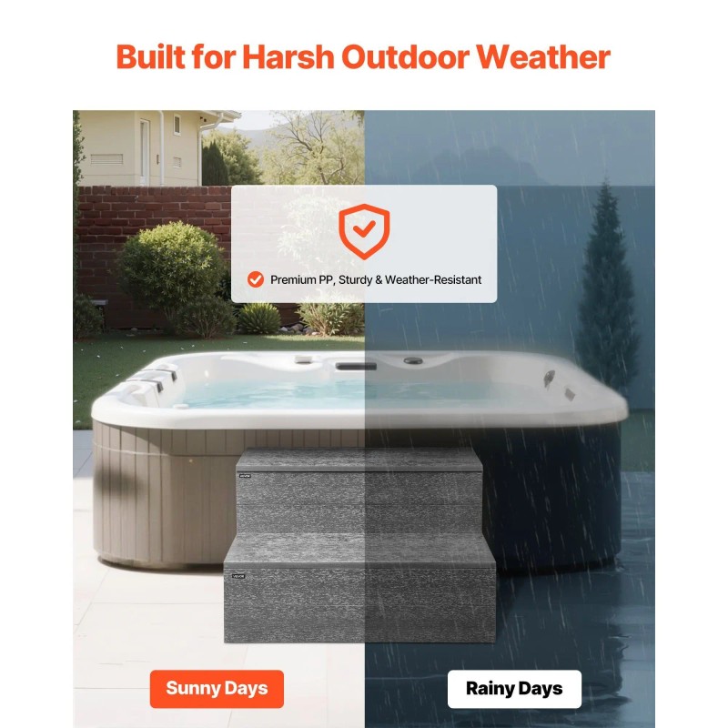 Hot Tub Spa 2-Step Outdoor Stairs 25-Inch Wide HIPS Pool