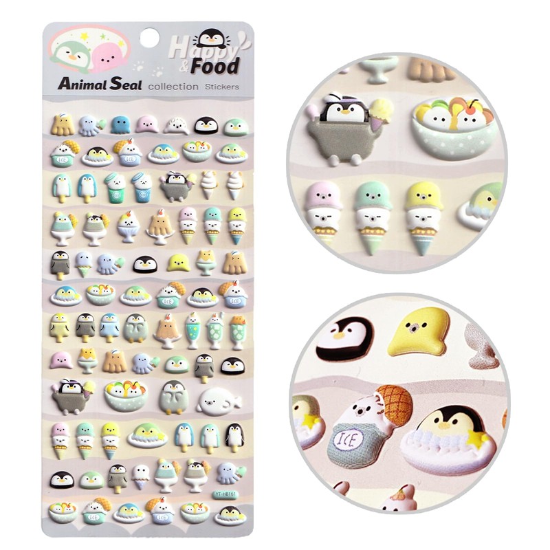 TK.tech Stickers 3D 3D Animal (Penguin) Food Reward Sticker Book
