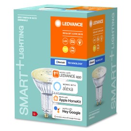 LEDVANCE Smart Led Reflector Lamp With Bluetooth, Gu10, Warm White (2700 k), Dimmable, Replaces Incandescent Lamps With 40 W, Controllable With Alexa & Google, Smart + Spot Gu10 Dim, 1-Pack