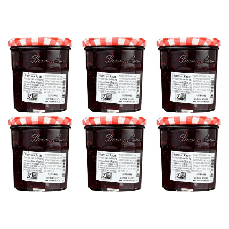 Bonne Maman Four Fruit Preserves, 13 oz Glass Jars (Pack