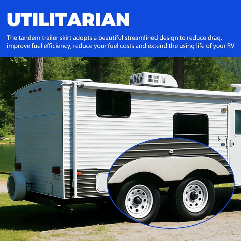 HECASA Trailer Fender Skirts Pair Tandem for RVs Campers and