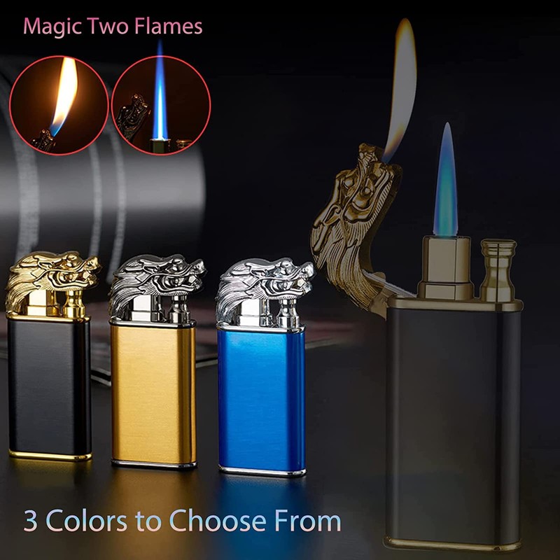 Magic Dual Flame Dragon Torch Lighter - Windproof, Refillable Butane