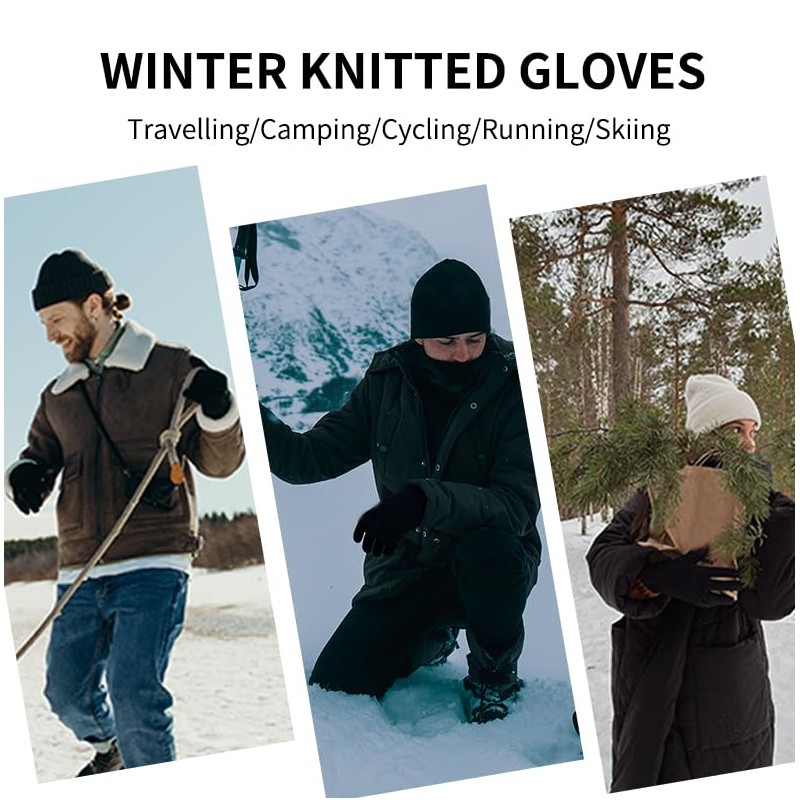 HGDGears Winter Warm Knitted Gloves for Men,Soft Lining,Touchscreen Thermal Knitted