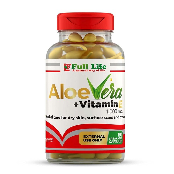 Full Life Aloe Vera + Vitamin E, 60 Breakable Capsules - Moisturising, Anti-aging - healthy skincare