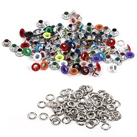 Grommets Eyelets Plain Grommets and Washers Eyelet100 Sets, 4 Colors Optional, Grommet Kit for DIY Accessory Replacement(Mixed) Rivet Tools