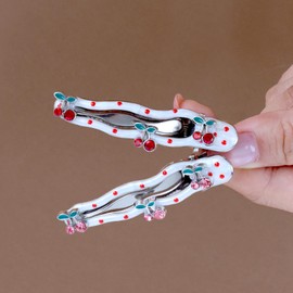 WHAVEL 2 Pack Cherry Hair Clips Rhinestone Cherry Clip Cute Girl Hair Accessories