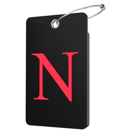 Gostwo 2 Pack Luggage Tags for Suitcases, 26 Initial Letter Travel Luggage Baggage Identification Labels ID Tag Fully Bendable Tags with Stainless Steel Loop, Black, Large N