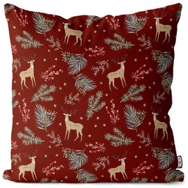 VOID Winter Deer Red Cushion Cover Sofa Cushion Decoration Christmas Winter Christmas Decoration Cushion Size: 50 x 50 cm