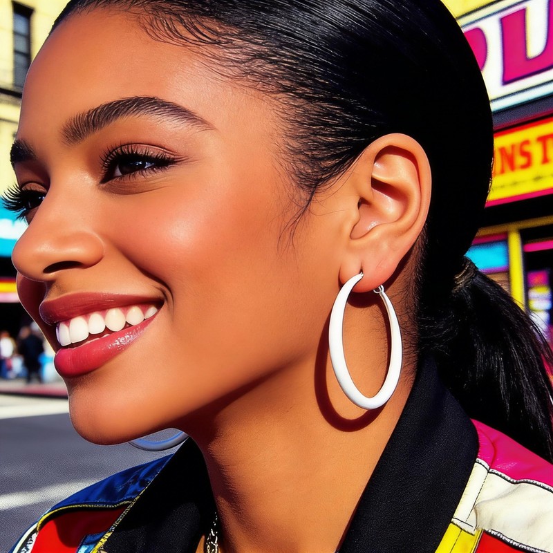 BOOZIQ White Hoop Earrings for Women 8090s Neon Earring Large