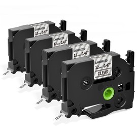 Tz Tape 12mm 0.47 Laminated Clear TZe-131 Replacement for Brother Label Maker Tape Clear TZ 12mm 0.47 Inch TZ-131 1/2 inch x 26.2 ft, for PT-H103w 2040 PTD210 PTH100 PTD220, 4-Pack