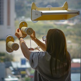 PurrfectLife Cat Hammock for Window & Wall (2 in 1) - Solid & Natural Color Wood Perch with 2 Steps - 100% Cotton Hammock - No Tools Needed – Free: Cat Toy