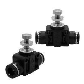 BesNPT 3/8" Air Flow Control Valve 3/8 Tube OD x 3/8 Tube OD Push to Connect Fittings Pneumatic Ball Valve Straight Quick Connect Union (Pack of 2)