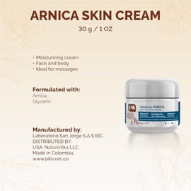 Pili Natural Arnica Cream - Restore Smooth Silky Skin - Bruise Cream - 1oz - Crema de Arnica