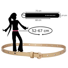 EANAGO Children's Belt - Modern Glitter Belt for Girls - Children's Belt Girls - Belt Children Girls - Belt Girls, Matte gold