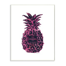 Stupell Industries Fashioner Pineapple Pink Black Watercolor, Design by Artist Amanda Greenwood Wall Art, 13 x 19, Wood Plaque