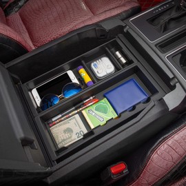 JDMCAR Center Console Organizer Compatible with Ford F150 Accessories 2024 2023 2022 2021,Center Console tray for F-150 Interior Accessories, Matte Black -(Full Console w/Bucket Seats ONLY)