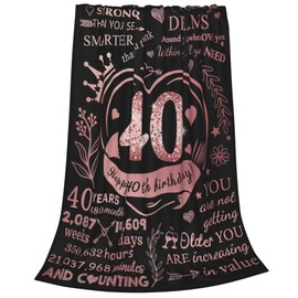 40th Birthday Gifts for Women,Happy Birthday Fleece Throw Blanket 50"" x 60"",40 Years Old Birthday Decorations Gifts, Best 40th Birthday Gfit Ideas for Mom, Wife, Friends 50"" x60