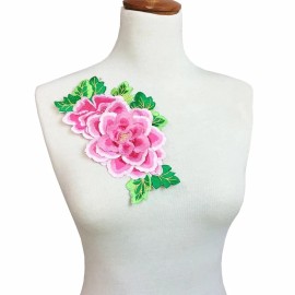 DIY New Embroidered Flower Applique Iron On Sew On Patch Clothing Peony DIY