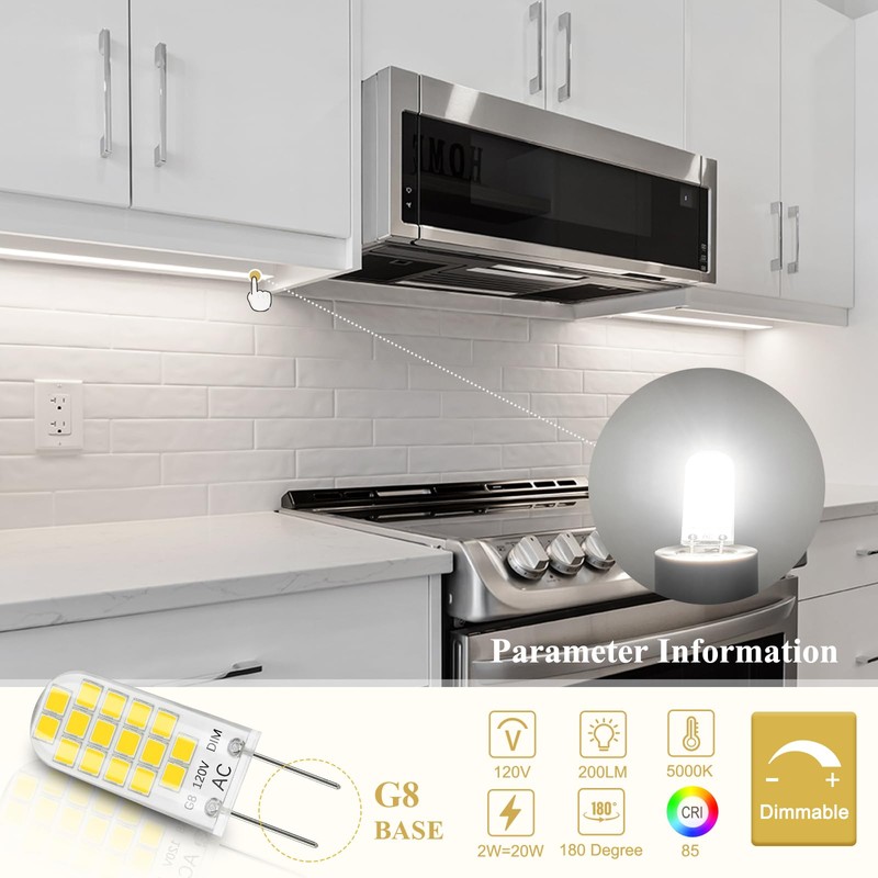 DiCUNO G8 LED Bulb Dimmable, 2W (20W Equivalent), Daylight White