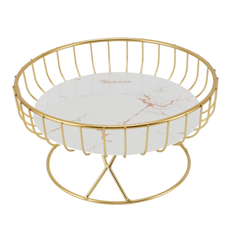 Round Fruit Basket Large Capacity Hollow Metal Fruit Bowl Stand